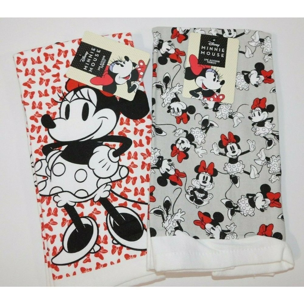 Minnie Mouse Tea Towels NEW Disney Character 2 Sets of 2 26" x 16" Cotton